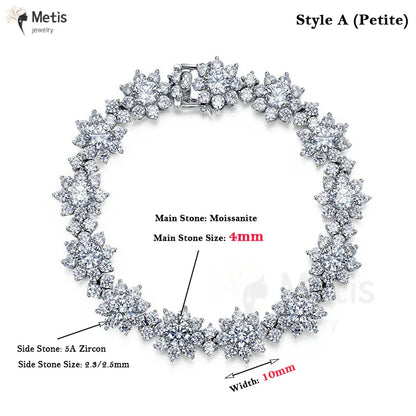 D Color VVS1 Moissanite Bracelet For Women 925 Sterling Silver Diamond Sunflower Bangle Wedding Bridal Luxury Hand Jewelry