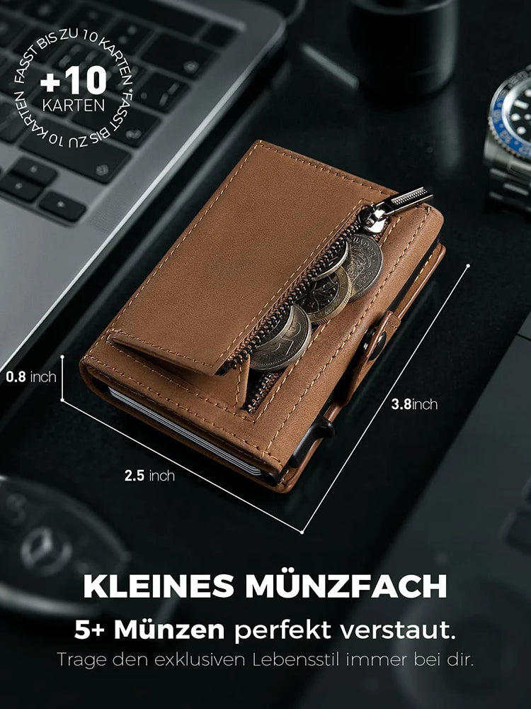 Men's RFID Blocking Wallet with Coin Pocket Airtag Wallet