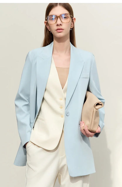 Minimalism Jacket Vests for Women 2025 Summer New Professional Style V-neck Slim Sleeveless Single-breasted Blouse 12441175