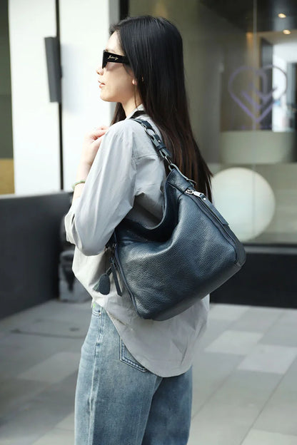 High Quality Women's Real Cow Leather Luxury Handbag, Versatile Ladies' Large Capacity Shoulder Crossbody High-end Commuting Bag
