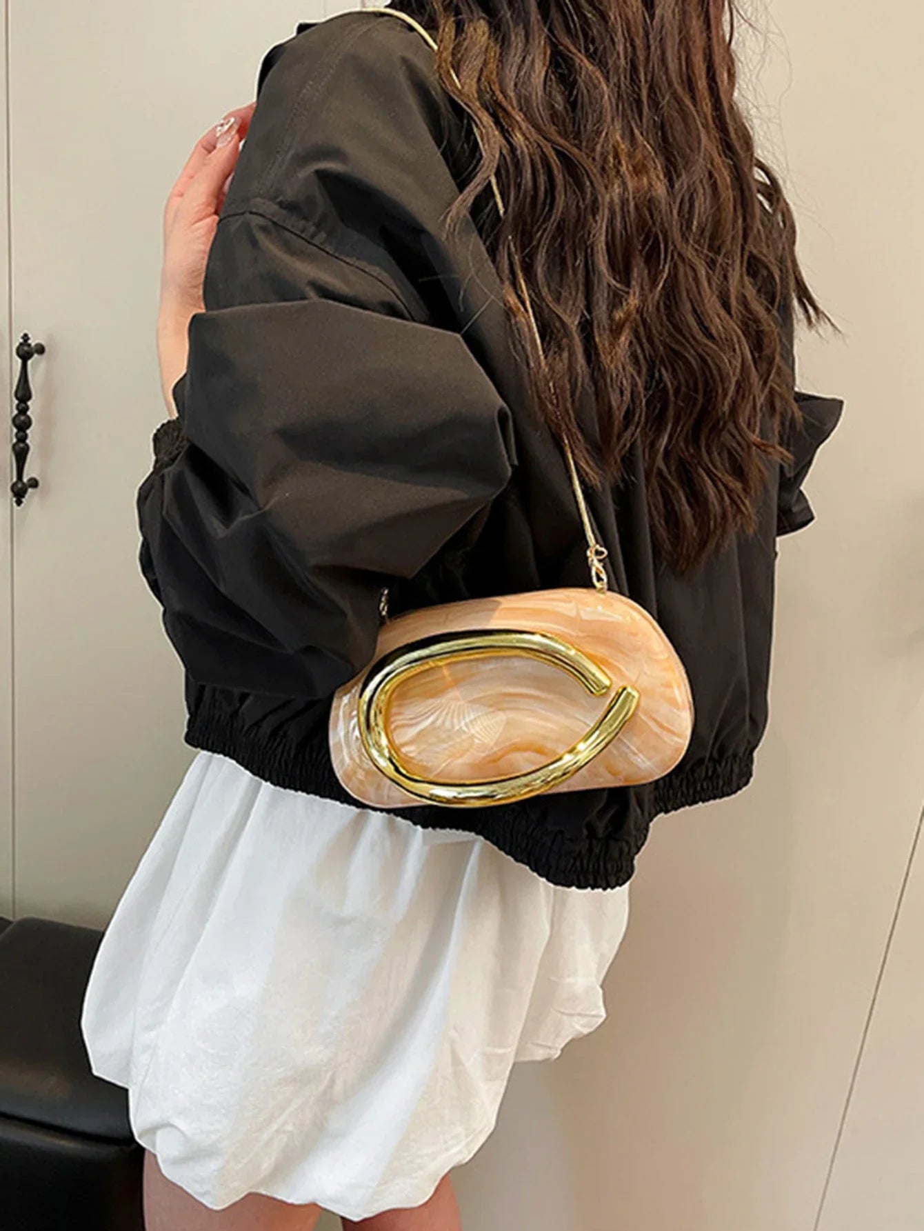 Women's Sealed Box Shaped Acrylic Clutch Fashion Dinner Wedding Party Handbag Elegant Luxury Designer Crossbody Shoulder Bag