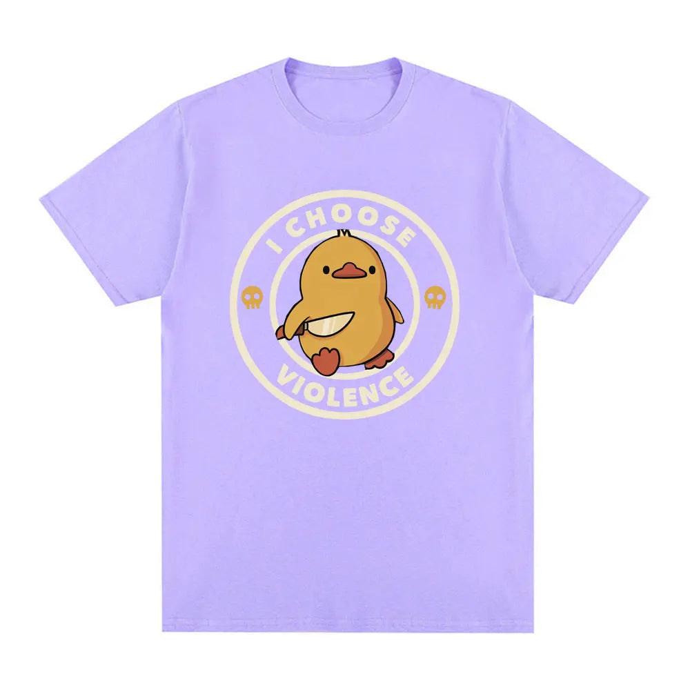 I Choose Violence T Shirt Funny Duck Humor Slogan Short Sleeve T-shirts Men Women 100% Cotton Loose Oversized T-shirt Streetwear