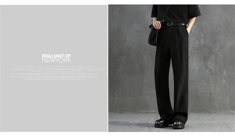 White Luxury Draped Suit Pants Men Fashion Dress Pants Korean Loose Straight Casual Pants Mens Office Formal Trousers Male S-3XL