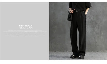 White Luxury Draped Suit Pants Men Fashion Dress Pants Korean Loose Straight Casual Pants Mens Office Formal Trousers Male S-3XL