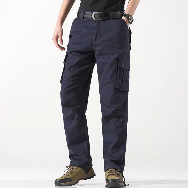 Male Cargo Pants Tactical Cotton Overalls Outdoor Utility Work Trousers Relaxed Fit Big Size Hombre Clothing