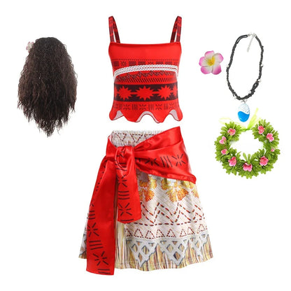 Newest Movie Disney Princess Moana 2 Dress Girls Cosplay Vaiana Carnival Party Ocean Adventure Costume Kids Fancy Clothes Outfit