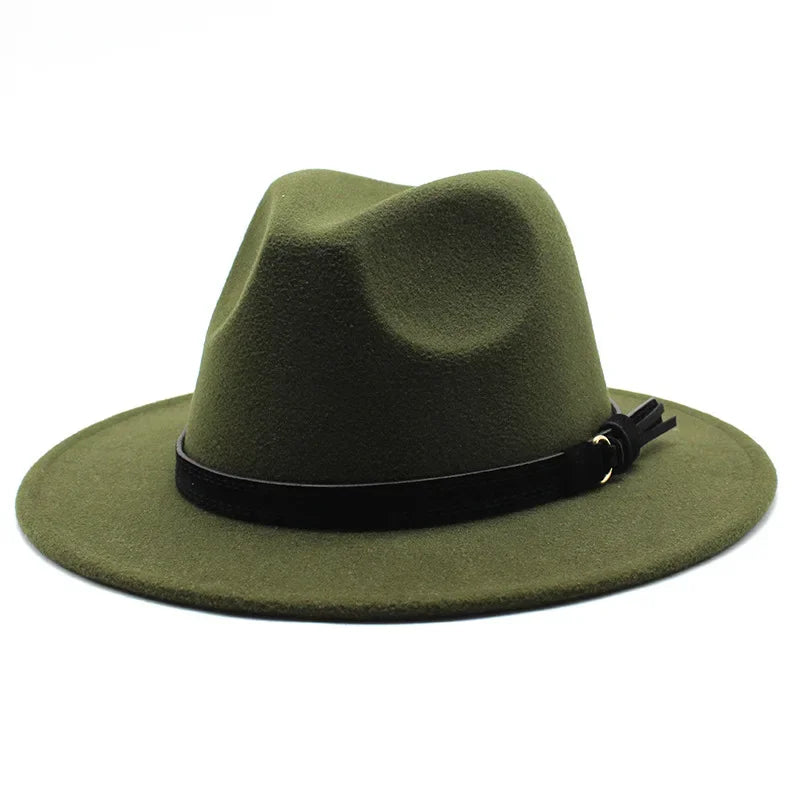 Gangster Trilby Felt Fedora Hat European American Wide Brim Top Jazz Caps Women Men Wool White Wedding Hat 56-58-61CM