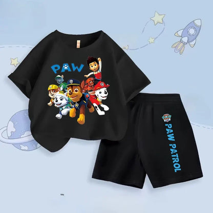 Boys Casual Short Sleeve Tshirt Two Piece Sets Cartoon Printed Kids Shorts Set Children's Breathable Sweatsuit