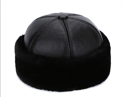 Brand New Style 2026 Retro Cowhide Bomber Hat Winter Keep Warm Caps Men Women Real Leather Cap Thick Velvet Dad Hat Leather Hat