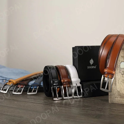 Men's Leather Belt Needle Buckle Belt Trendy New Casual Genuine Leather LONG Large Belts Cowhide Men's Belt Plus Size Men Belts