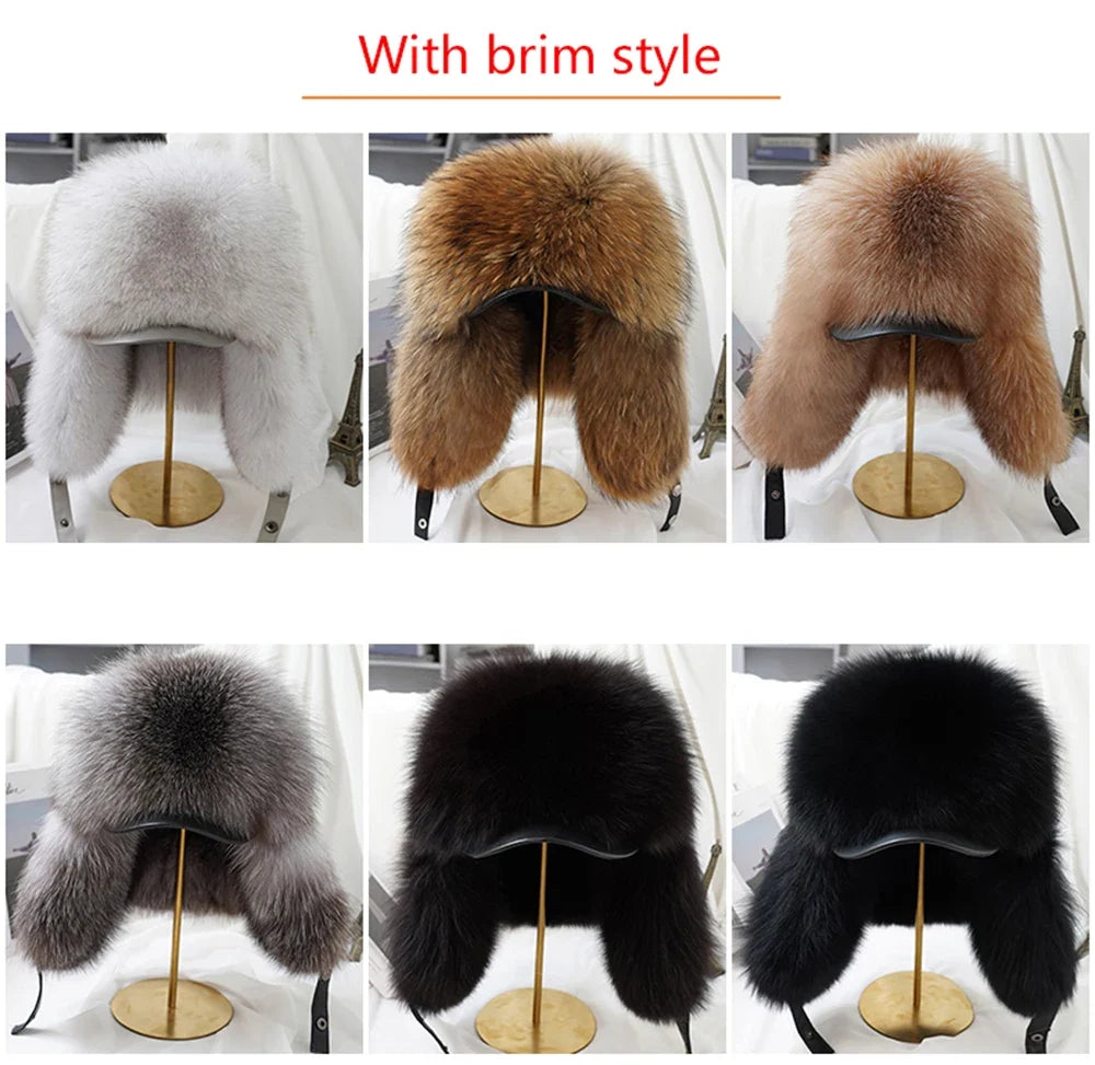 2026 Cap 100% Raccoon Dog Full Fur Fox Fur Hat Men's Fur Ear Protection Winter Thickened and Warm Russian Hat Men's Trend