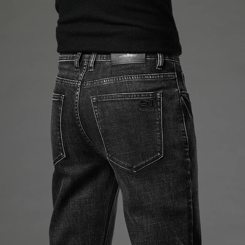 2024 Cotton Stretch Jeans Men Classic Retro Straight Slim Straight Trouser Male Korea Brand Clothing Denim Pants Plus Size 40