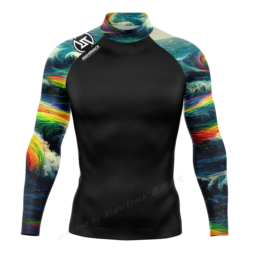 Hot Men's Rashguard Snorkeling Long Sleeve Surfing Shirts Diving Sunscreen Surf Sweatshirt UV Protection RightTrack Swimwear