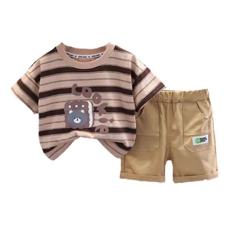 New Summer Baby Boys Clothes Suit Children Girls Casual Striped T-Shirt Shorts 2Pcs/Sets Toddler Cotton Costume Kids Tracksuits