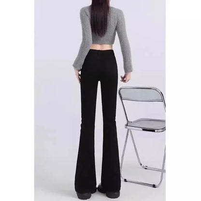 High Waist Bell Bot Denim Jeans Women's Light Color Peach Butt Design Slimming Fitted Floor Length  Hoof Pants
