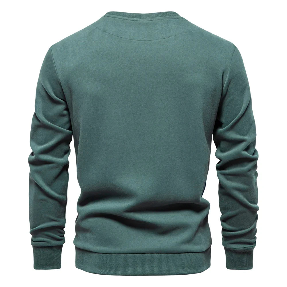 Mens Patckwork Cotton-blend Crew Neck Sweatshirts Fashion Casual Sport Round Neck Pullover Sweatshirt for Men