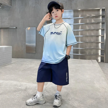 Kids Boy Summer Set Quick-drying T-shirt Shorts Clothing Set New Casual Child Sportswear 2 Pieces Outfit 5 6 7 8 9 10 11 12 14 Y