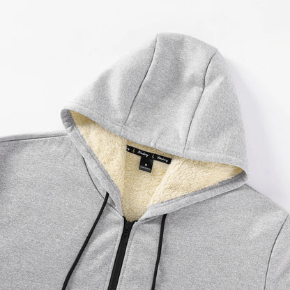 Winter Fleece Jacket Men's Casual Thickened Wool Jacket Warm Zipper Hoodies Cardigan Sports Long Sleeve Sweatshirts Hooded Coat