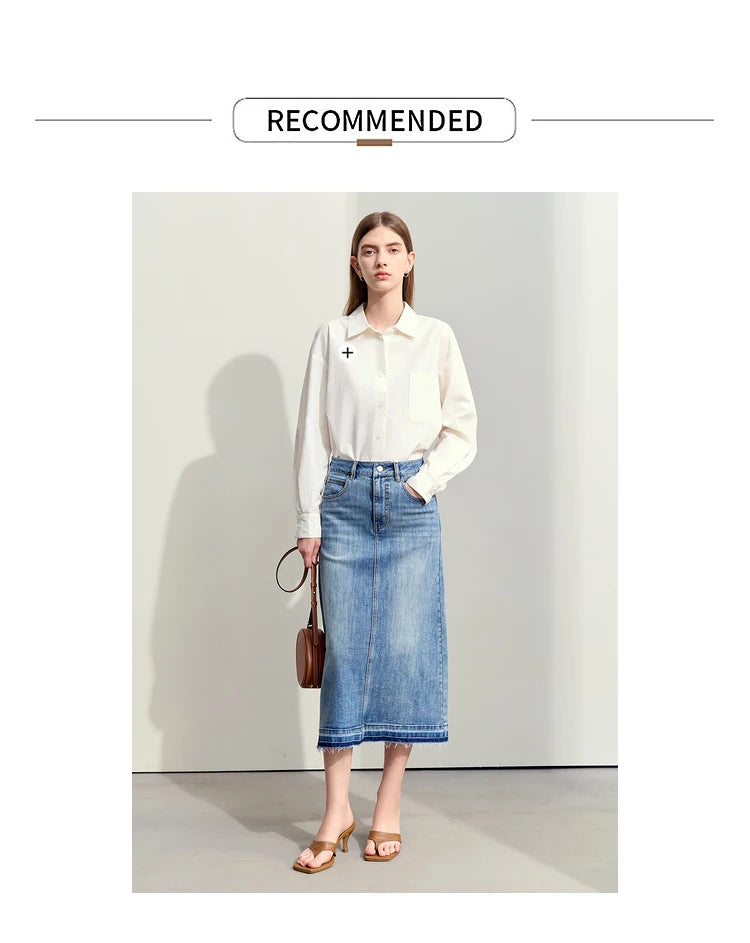 Minimalism 2024 Summer New Casual Denim Style Women Jeans Skirts Letters Embroidery Open Fork Female A-line Skirt 12442282