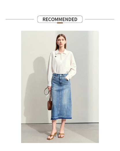 Minimalism 2024 Summer New Casual Denim Style Women Jeans Skirts Letters Embroidery Open Fork Female A-line Skirt 12442282
