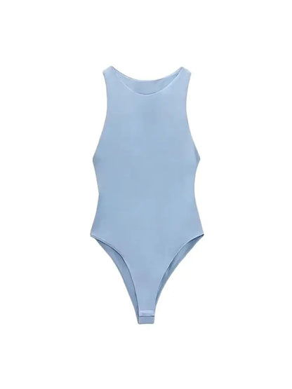 Women Fashion With Halter Neck Skinny Bodysuit Sexy Sleeveless Snap-button Female Playsuits Mujer