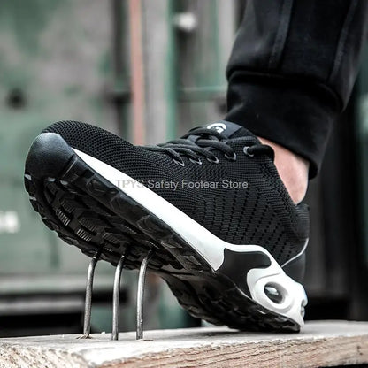 Air Cushion Work Safety Shoes For Men Women Breathable Work Sneakers Steel Toe Work Shoes Anti-puncture Safety Protective Shoes