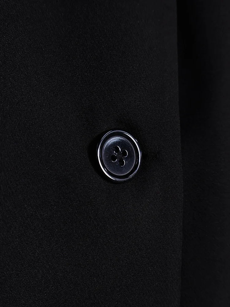 French Style Elegant Retro Stand Collar Black Suit Autumn Winter New Temperament Commute Puff Sleeve Slim Female Coat Tops Trend