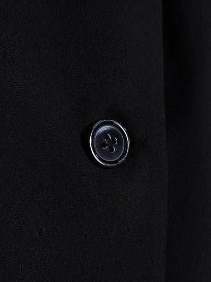 French Style Elegant Retro Stand Collar Black Suit Autumn Winter New Temperament Commute Puff Sleeve Slim Female Coat Tops Trend