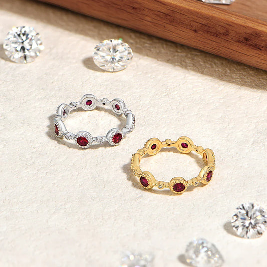 Bagues Classiques en Rubis de Laboratoire avec Couronne en Zircon Élégance Intemporelle Bague de Fiançailles et de Mariage en Argent Sterling 925 pour Femmes
