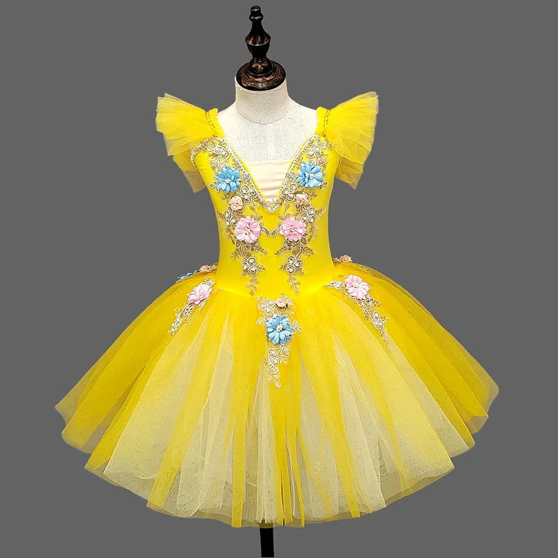 Children's Ballet Skirt Dance Girls Dress Tutu Performance Costume Flower Princess Ballet Girl Clothing Vestidos Kids Ballerine