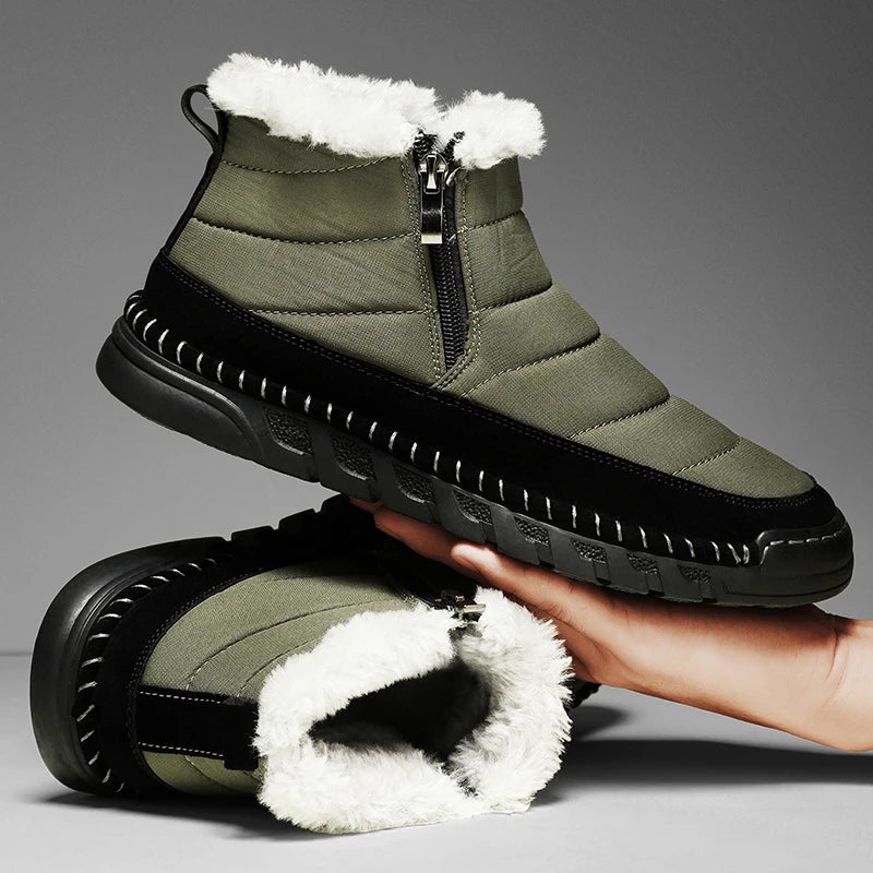 New Fashion Men's Boots Winter Plush Men Snow Boots Warm Fur Ankle Boots Outdoor Non-slip Sneakers Winter Casual  Boots Size 46
