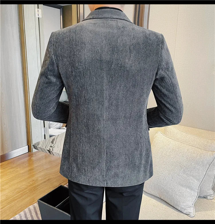 British Style Solid Color Slim Suit Jacket Men Fashion Casual Business Blazers Coats High Quality Social Wedding Elegant Jackets