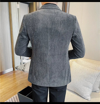 British Style Solid Color Slim Suit Jacket Men Fashion Casual Business Blazers Coats High Quality Social Wedding Elegant Jackets