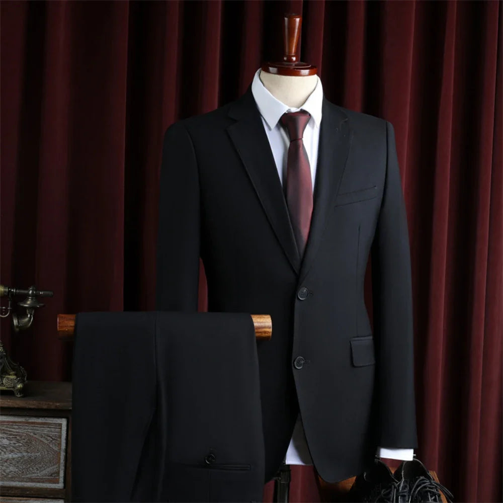 Notched Lapel Suit Set 2 Pieces Blazer Pants For Men,Handsome Two Button Men's Regular Fit Suits Wedding Groom Best Man Tuxedo