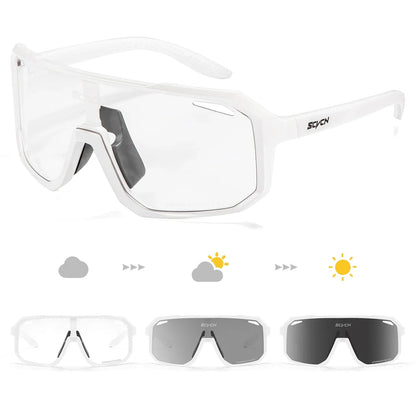 Scvcn New Men's UV400 Photochromic Cycling Sunglasses Women Sports Running Eyewear for Men Glasses Road Bike Bicycle Goggles