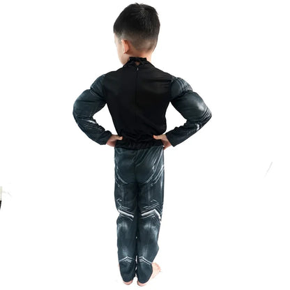 Anime Superhero Black Panther Cosplay Costume Black Panther Muscle Suit Jumpsuit Halloween Performance Costume Mask Paw Set