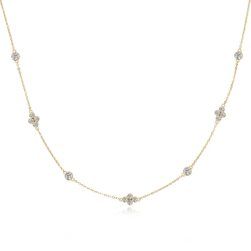 3mm&2mm Moissanite Choker Necklaces Collar Plata 925 Sterling Silver Clavicle Chain Necklace For Women Neck Jewellry Gift