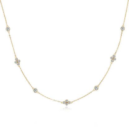 3mm&2mm Moissanite Choker Necklaces Collar Plata 925 Sterling Silver Clavicle Chain Necklace For Women Neck Jewellry Gift