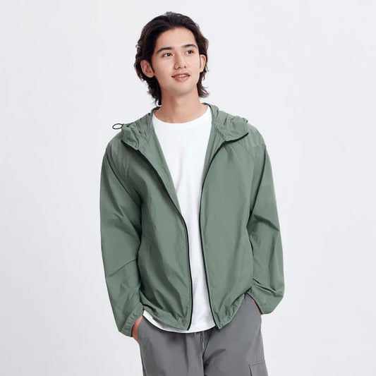 Jacket Men'S Summer Foldable Storage Top Simple Casual Style Hooded Couple