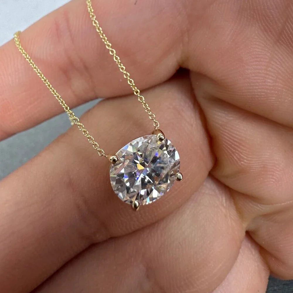 3CT Oval Cut Moissanite Pendant Necklace GRA Certified 8x10mm Lab Diamond Necklaces 925 Sterling Silver Birthday Wedding Jewelry