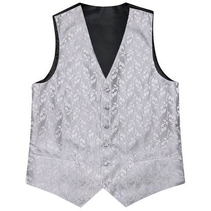 Men's Classic Floral Vest & Tie Hanky Cufflinks Set – Waistcoat for Weddings Events Party Gift