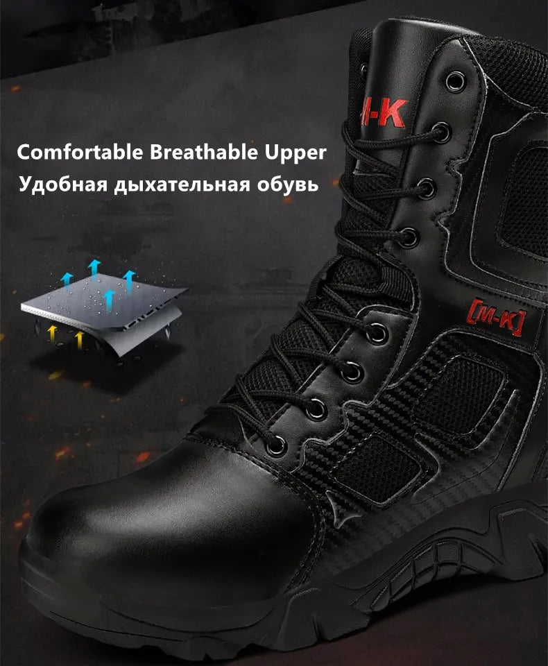 Outdoor Waterproof Safety Shoes Security Steel Toe Cap Men's Boots Working Steel Toe Anti-Smashing Men's Work Boots Size 47