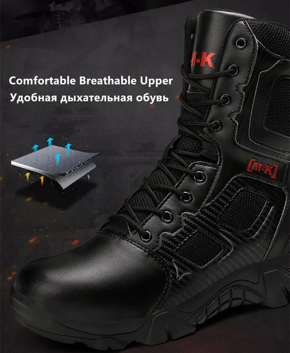 Outdoor Waterproof Safety Shoes Security Steel Toe Cap Men's Boots Working Steel Toe Anti-Smashing Men's Work Boots Size 47