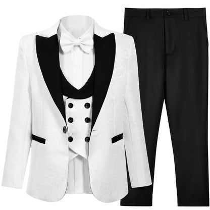 Multi-colors Boys Formal Suit Set 4 Pieces 3-14T Fast Delivery Kids Slim Fit Suits Wedding Ring Bearer Outfit Handsome Tuxedo