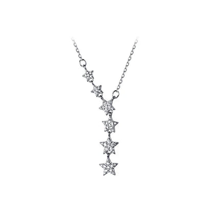 Twinkle Pentagram Y-Shape Pendant Necklace for Women 925 Sterling Silver Luxury Link Chain Necklace Wedding Fine Jewelry