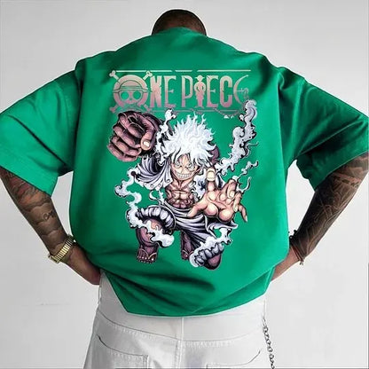 ONE PIECE Japanese Anime Men's T-shirt Monkey D. Luffy Summer Cotton Boy Children's Parent-child Clothing Harajuku Short Sleeve