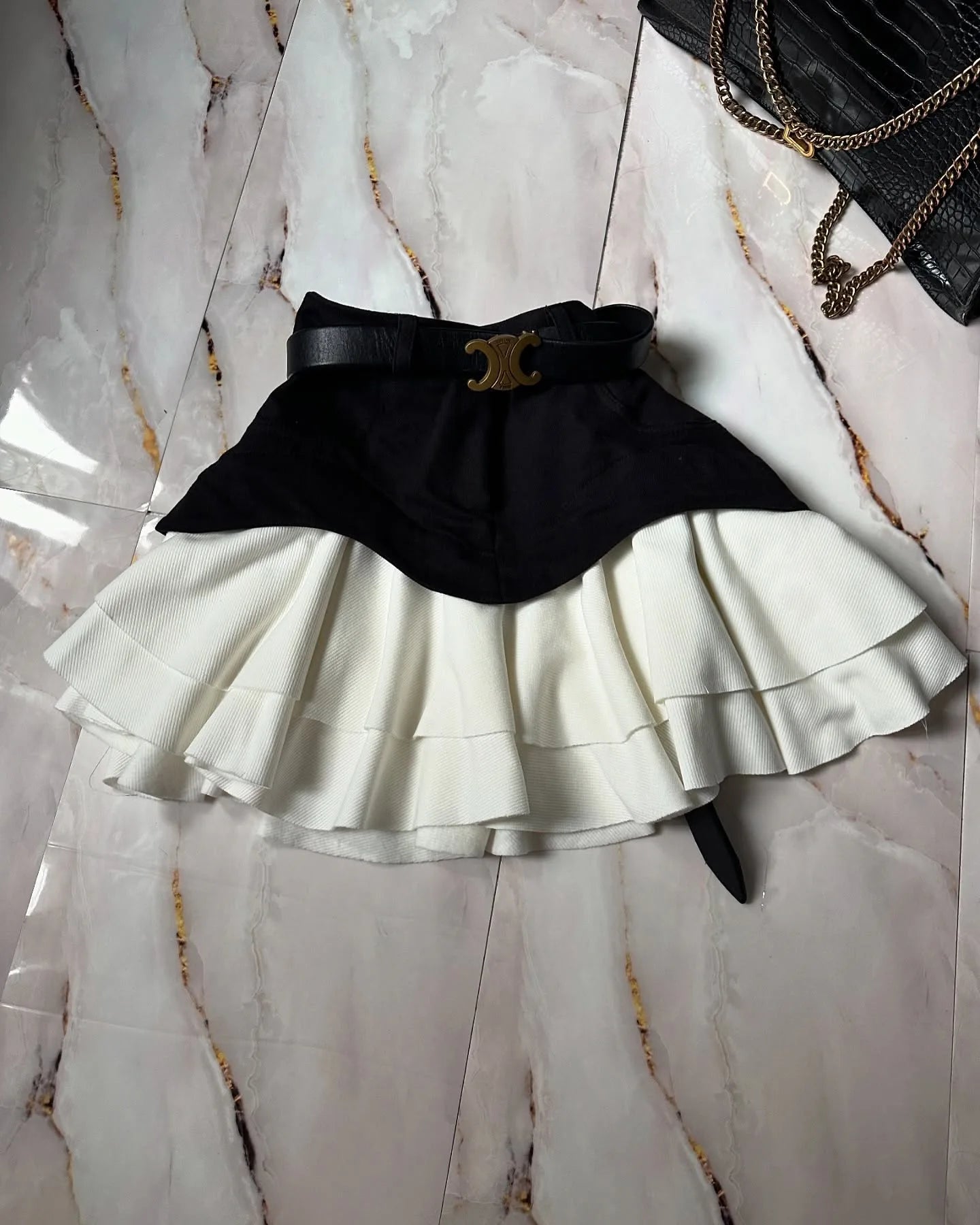 Denim Cake Skirt Women A Line Short Skirts High Waist Ruffles Elegant Splice Y2k Streetwear Party Pleated Slim Fit 2025 Spring