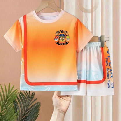 SUMMER Breathable Mesh Children Casual Outfits PAW Patrol Printed Boys Basketball Football Clothes Sets T Shirt Shorts 2pcs New