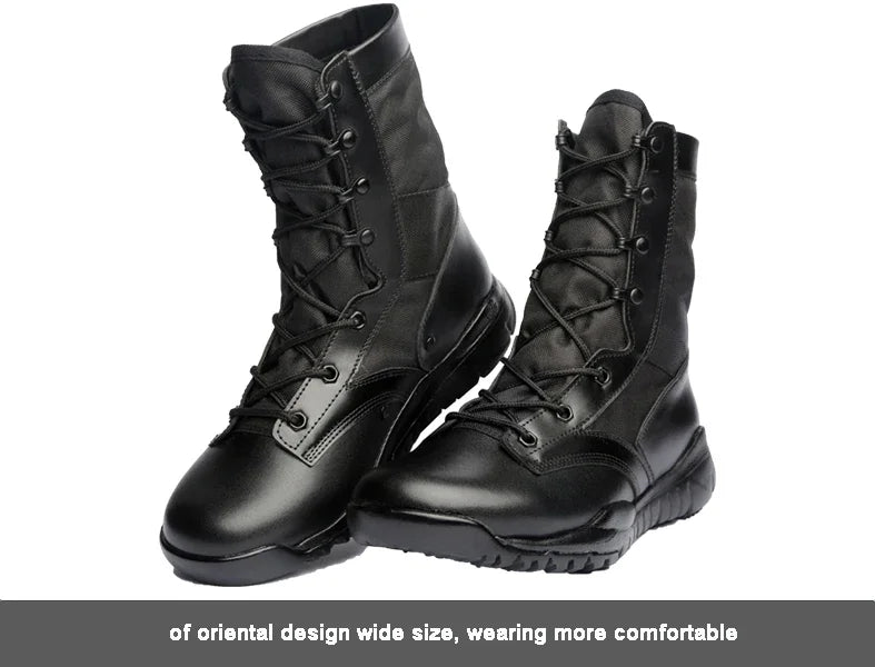 Men Ankle Work Boots Combat Shoes Super Light Tactics Boots Desert Shoes Breathable Boots Black High Top Men's Shoes