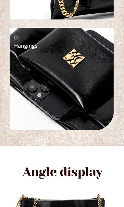 Women's Shoulder Bag New Simple Black Detachable Dual purpose Chain Bag Business Wallet